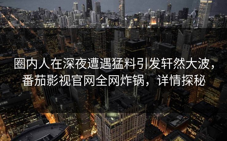 圈内人在深夜遭遇猛料引发轩然大波，番茄影视官网全网炸锅，详情探秘
