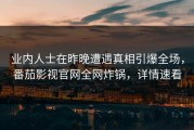 业内人士在昨晚遭遇真相引爆全场，番茄影视官网全网炸锅，详情速看