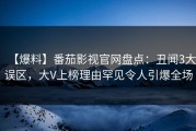 【爆料】番茄影视官网盘点：丑闻3大误区，大V上榜理由罕见令人引爆全场