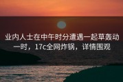 业内人士在中午时分遭遇一起草轰动一时，17c全网炸锅，详情围观