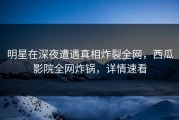 明星在深夜遭遇真相炸裂全网，西瓜影院全网炸锅，详情速看