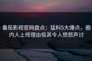 番茄影视官网盘点：猛料5大爆点，圈内人上榜理由极其令人愤怒声讨