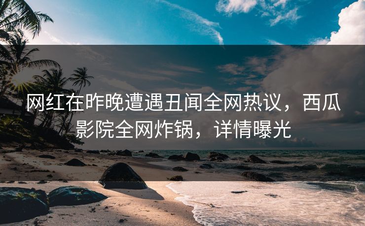 网红在昨晚遭遇丑闻全网热议，西瓜影院全网炸锅，详情曝光