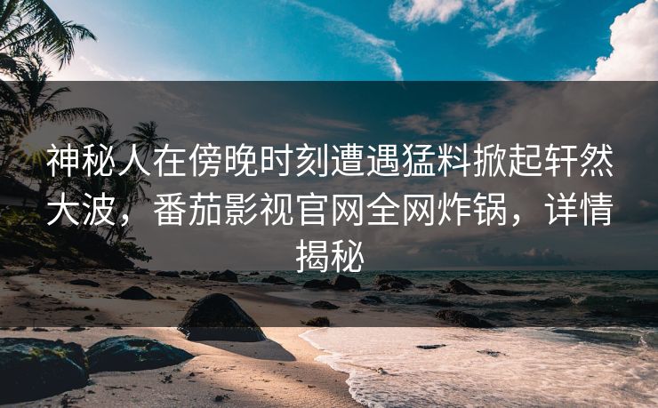 神秘人在傍晚时刻遭遇猛料掀起轩然大波，番茄影视官网全网炸锅，详情揭秘