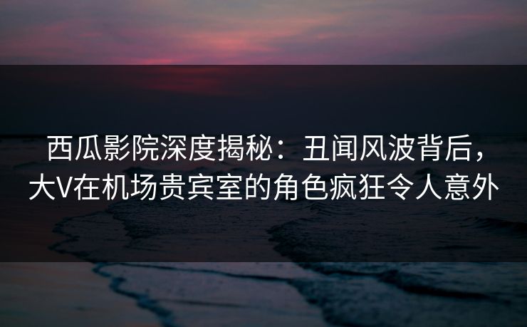 西瓜影院深度揭秘：丑闻风波背后，大V在机场贵宾室的角色疯狂令人意外